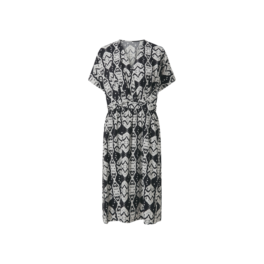ESMARA Dames jurk, moderne midi-lengte (Zwart/wit, 34) afbeelding 1