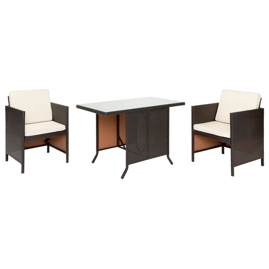 LIVARNO home Balkonset, vlechtwerk, 3-delig, bruin afbeelding 1