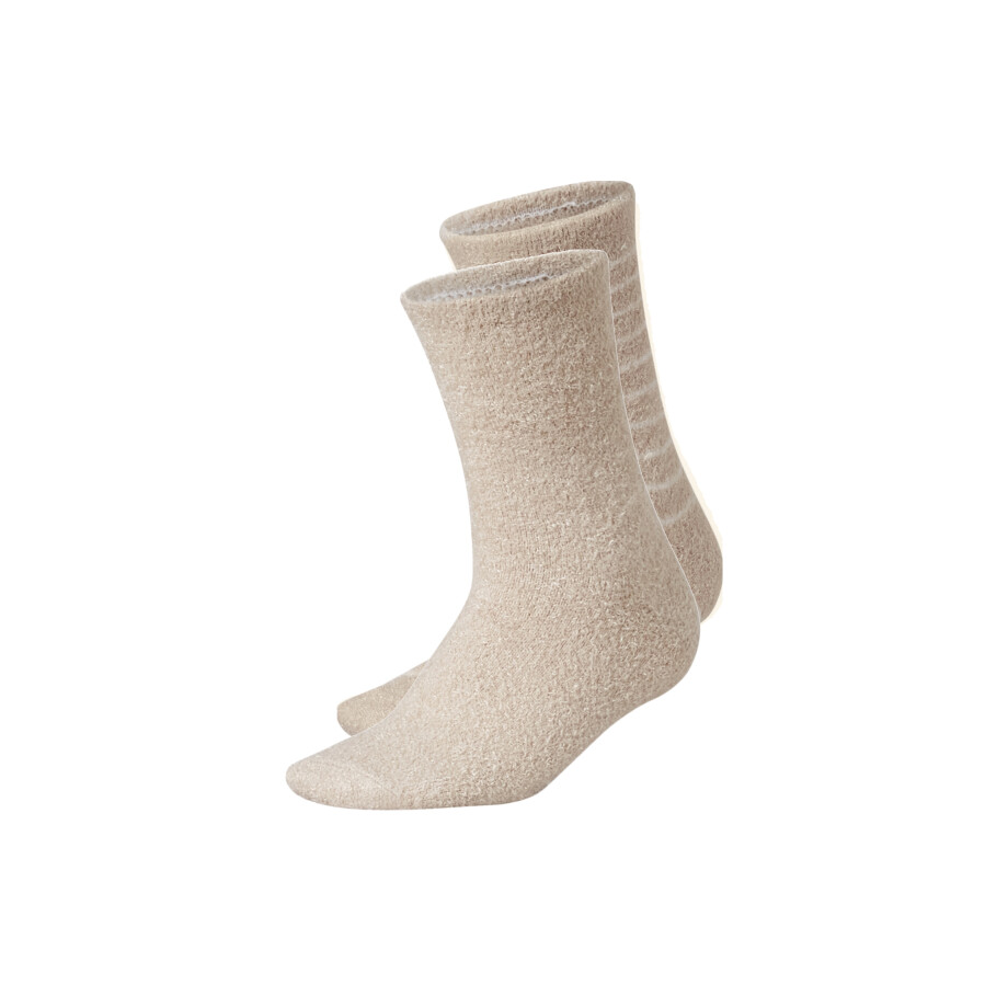esmara Set van 2 paar dames huissokken (Beige, 35-38) afbeelding 1