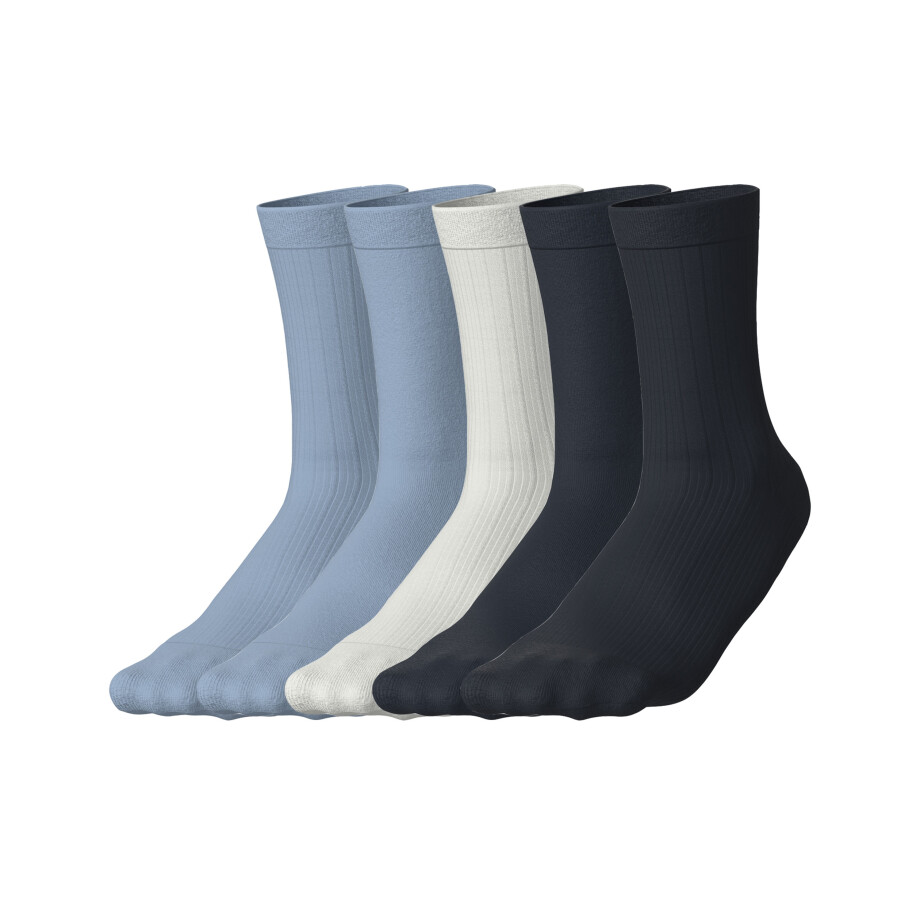 esmara 5 Paar sokken (blauw/wit/marineblauw, 39-42) afbeelding 1