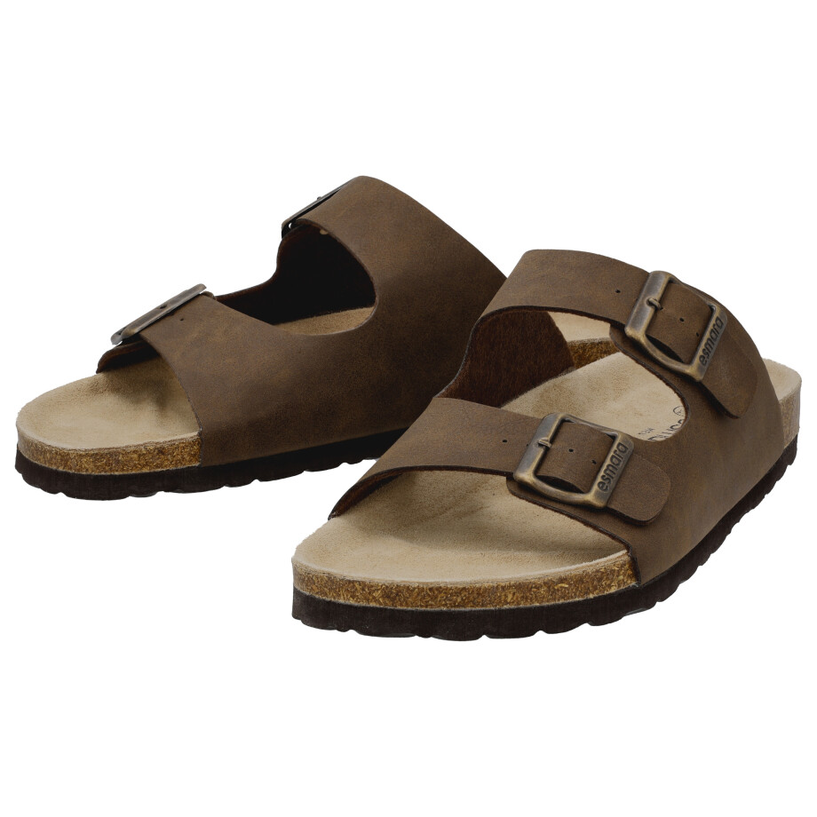 esmara Leren heren slippers (Bruin, 44) afbeelding 1