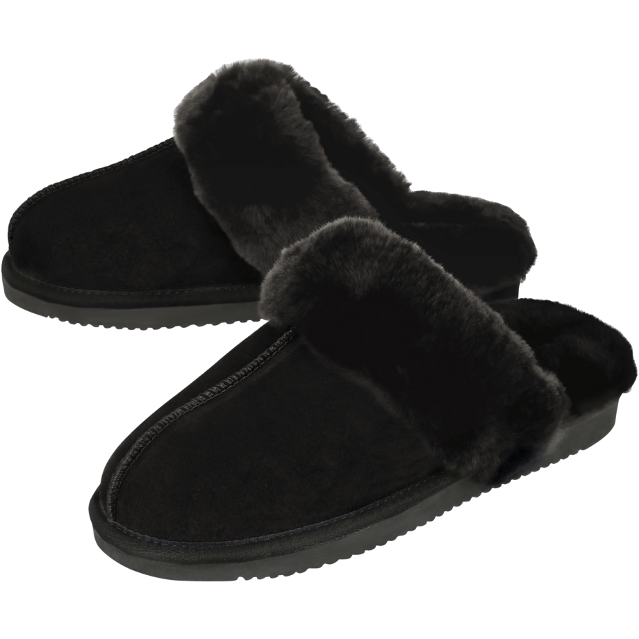ESMARA MEN Heren pantoffels met lamswol (Zwart, 44) afbeelding 1