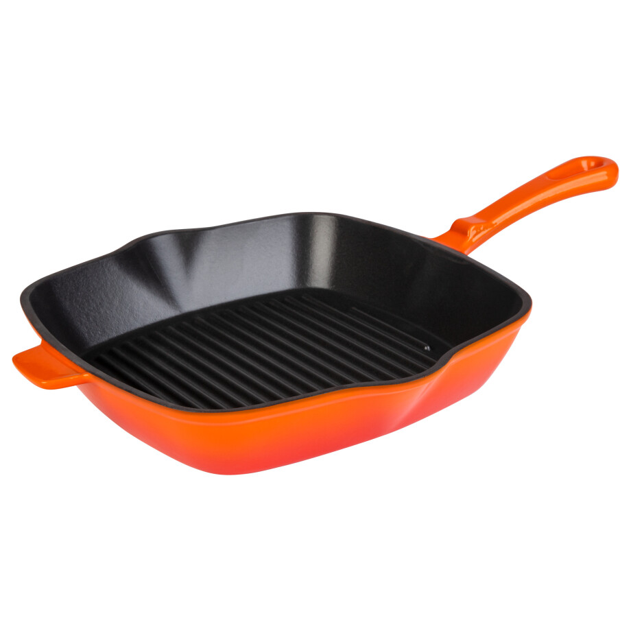 LIVARNO home Gietijzeren grillpan 24,5 cm (Oranje) afbeelding 1