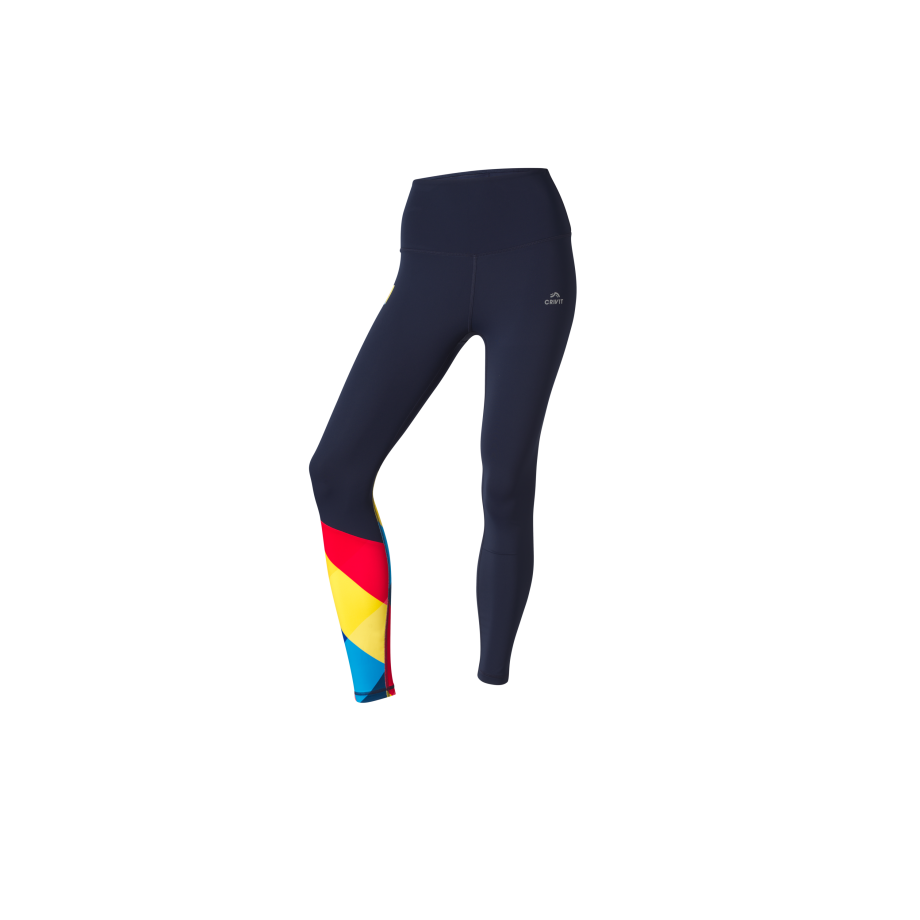 CRIVIT Dames sportlegging Lidl-Trek 2025 (marine/geel/rood, L (44/46)) afbeelding 1