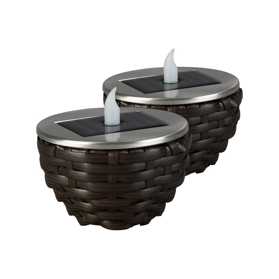 LIVARNO home Solar LED-lamp (Set van 2, donkerbruin) LIVARNO home Solar LED-lamp (Set van 2, donkerbruin) afbeelding 1