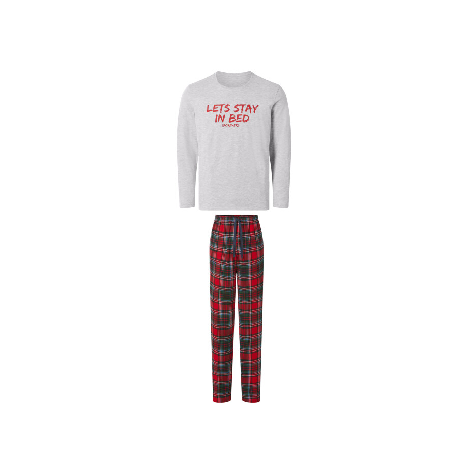 ESMARA MEN Heren pyjama (Grijs/rood, M) afbeelding 1