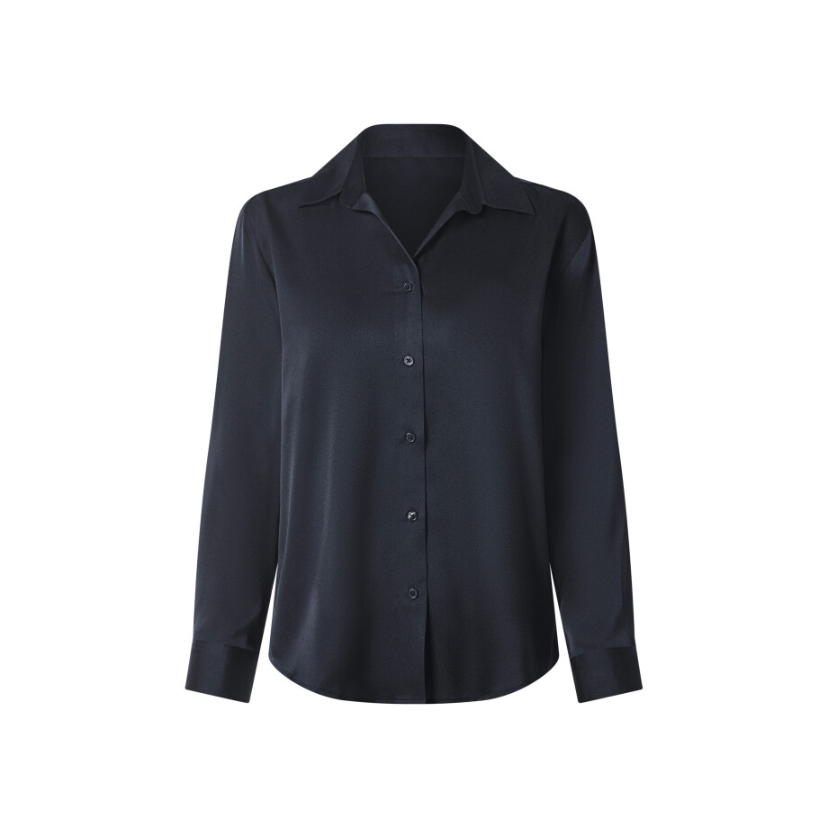 esmara Satijnen dames blouse (Marineblauw, S (36/38)) esmara Satijnen dames blouse (Marineblauw, S (36/38)) afbeelding 1