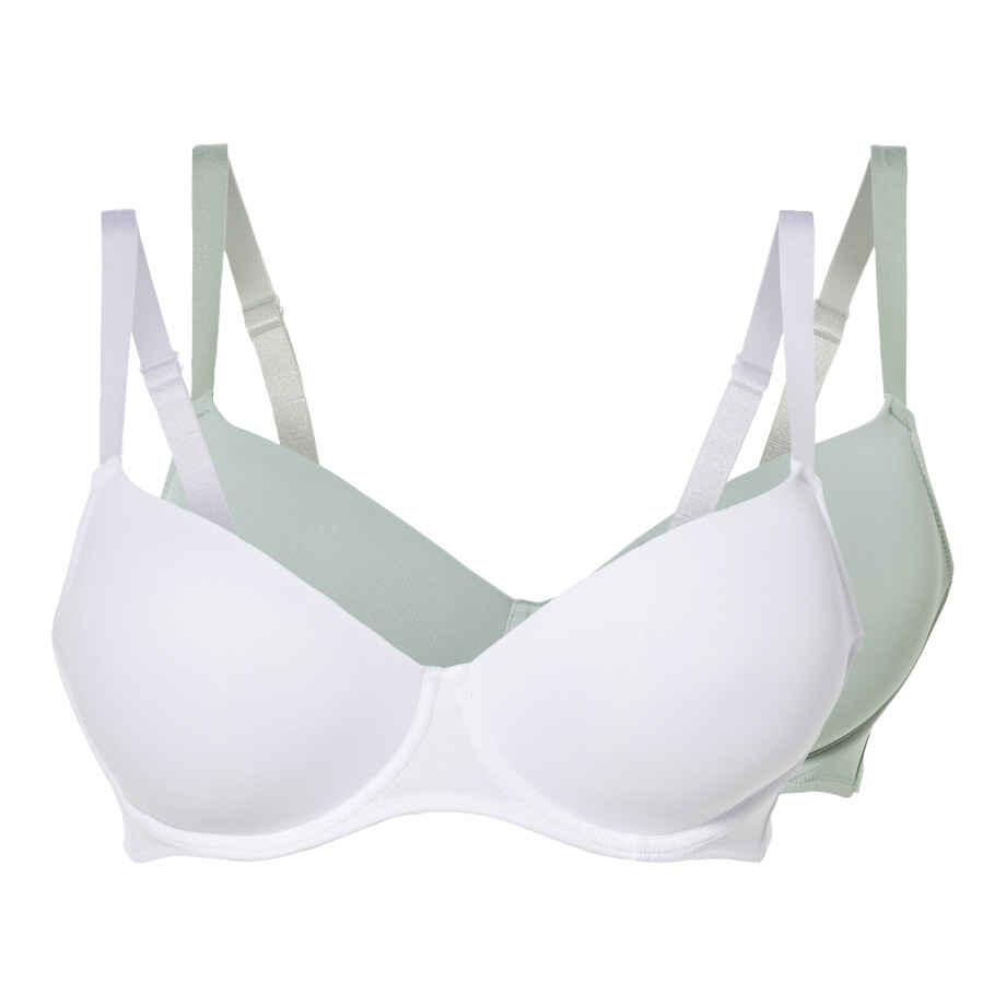esmara 2 dames beugel-bh (85D, Mint/wit) afbeelding 1