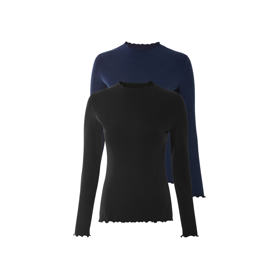 esmara 2 dames shirts (Zwart/marineblauw, XS (32/34)) esmara 2 dames shirts (Zwart/marineblauw, XS (32/34)) afbeelding 1