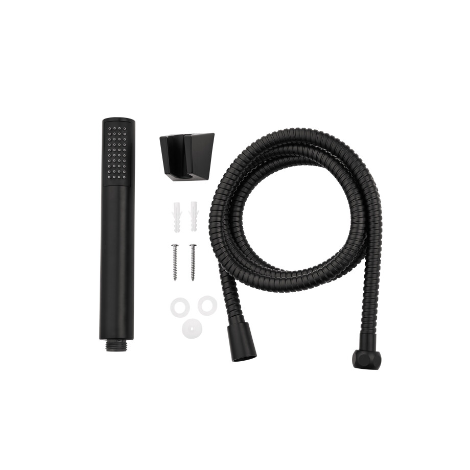 LIVARNO home Douchekop met slang (Handdouche vierkant, Zwart) LIVARNO home Douchekop met slang (Handdouche vierkant, Zwart) afbeelding 1