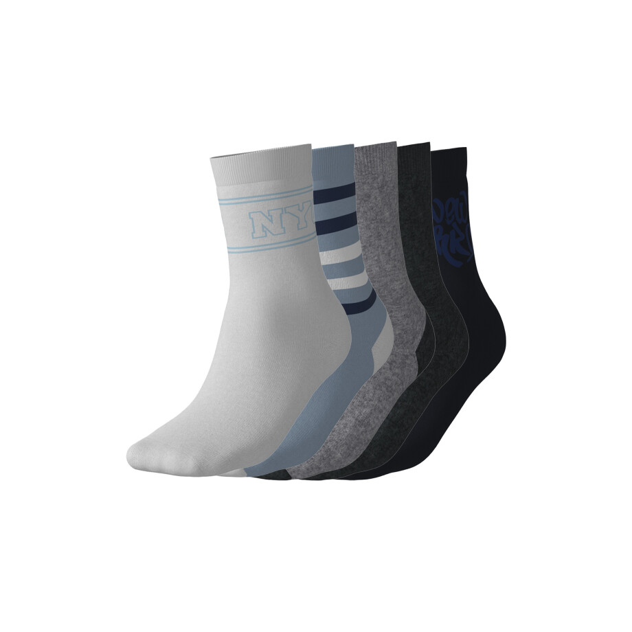 esmara 5 Paar kinder thermosokken (Blauw/wit/grijs, 31-34) afbeelding 1