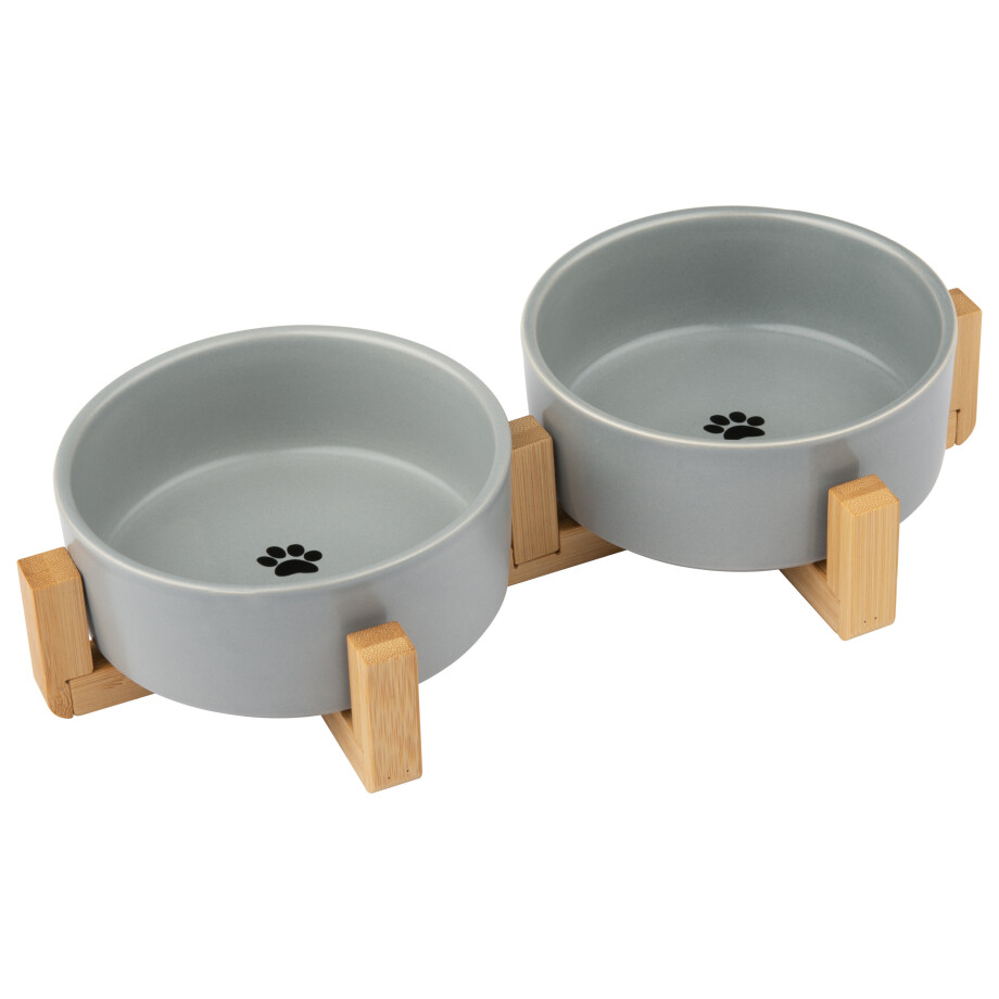 zoofari Voerbak (Dubbele kom, Grijs) zoofari Voerbak (Dubbele kom, Grijs) afbeelding 1