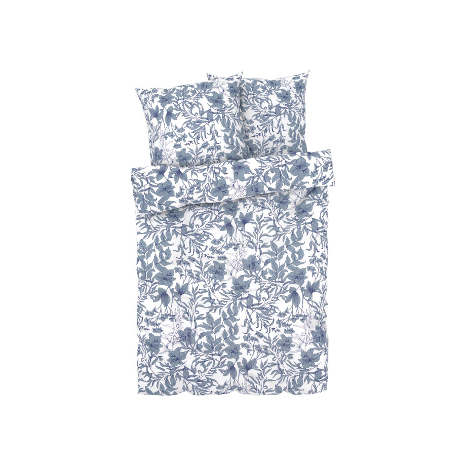 LIVARNO home Satijnen dekbedovertrek 200 x 200 cm (Blauw/wit) afbeelding 1