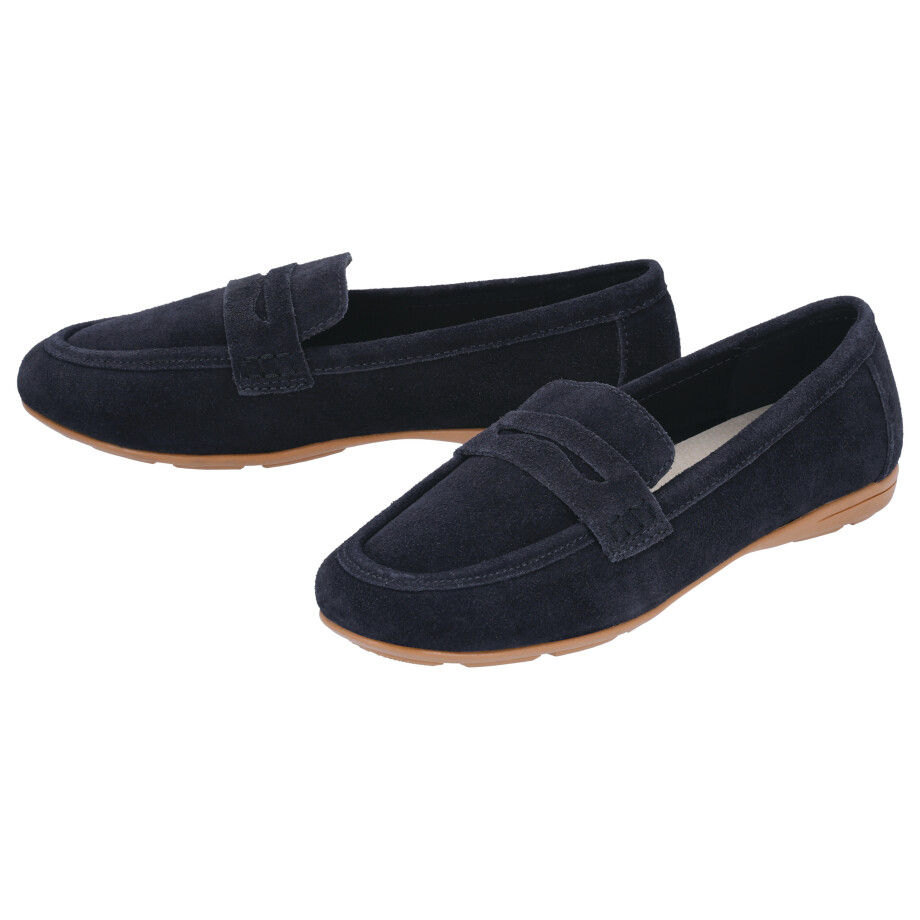esmara Leren dames loafers (Marineblauw, 39) afbeelding 1