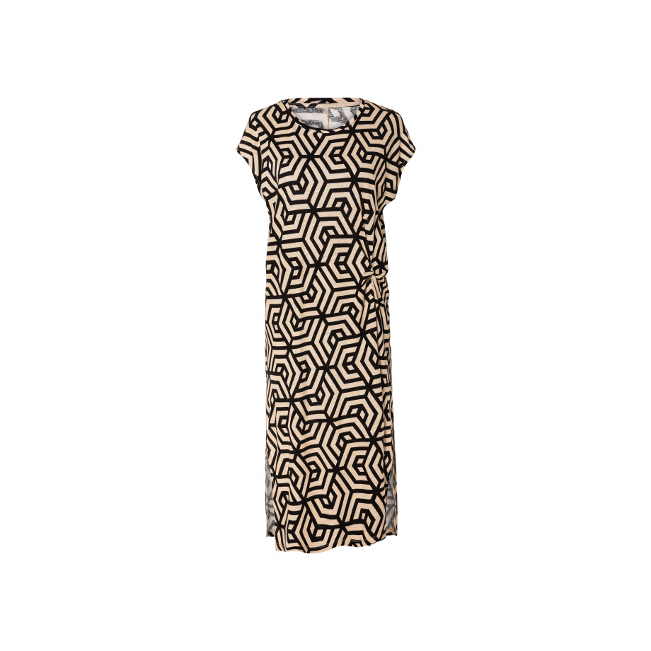 ESMARA Dames jurk met linnen (Patroon/zwart/beige, L (44/46)) ESMARA Dames jurk met linnen (Patroon/zwart/beige, L (44/46)) afbeelding 1