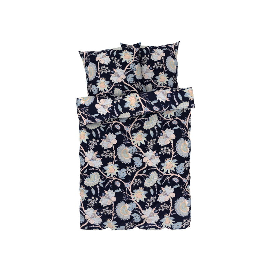 LIVARNO home Satijnen dekbedovertrek 200 x 200 cm (Bloemen/donkerblauw) LIVARNO home Satijnen dekbedovertrek 200 x 200 cm (Bloemen/donkerblauw) afbeelding 1