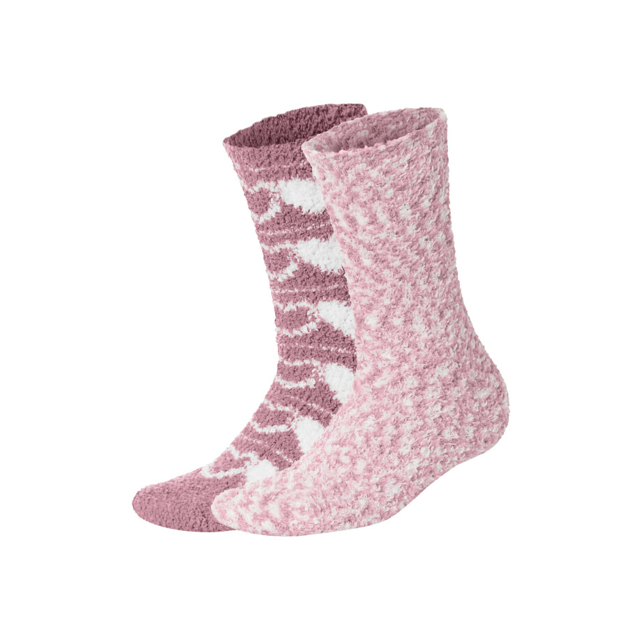 esmara 2 Paar dames huissokken (roze/wit, 35-38) afbeelding 1