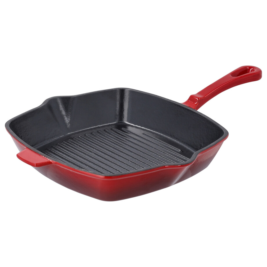 SILVERCREST Gietijzeren grillpan 24 cm (Rood) SILVERCREST Gietijzeren grillpan 24 cm (Rood) afbeelding 1