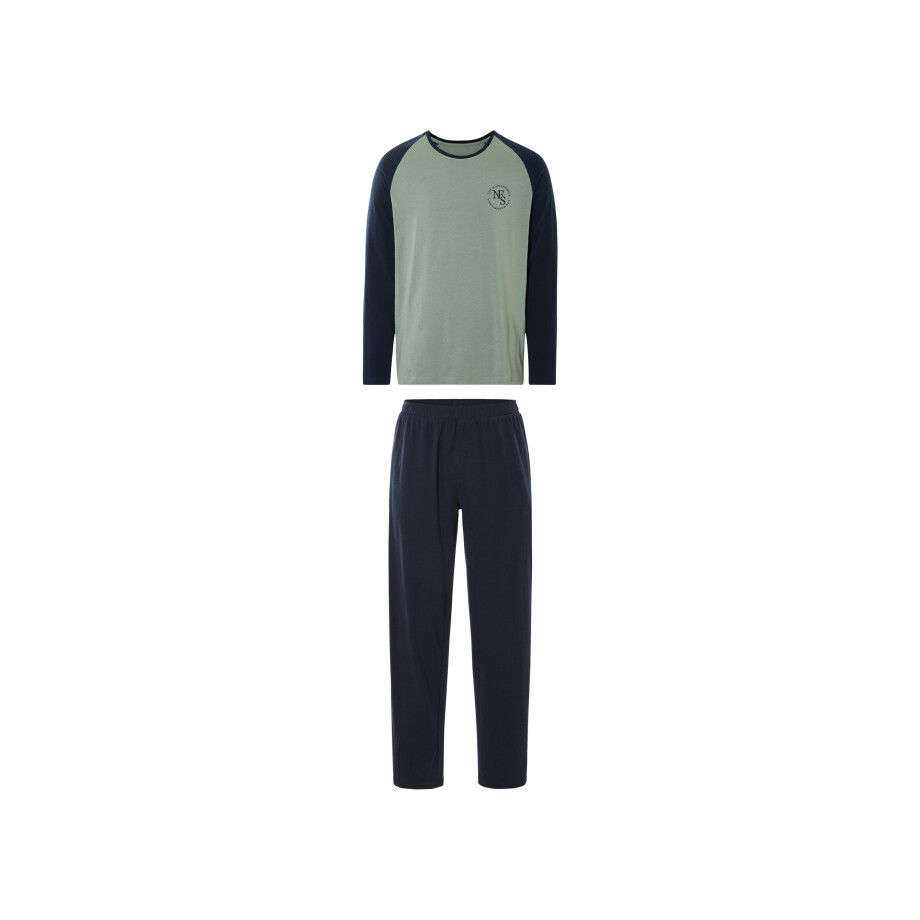 LIVERGY Heren pyjama (Groen/donkerblauw, L) LIVERGY Heren pyjama (Groen/donkerblauw, L) afbeelding 1