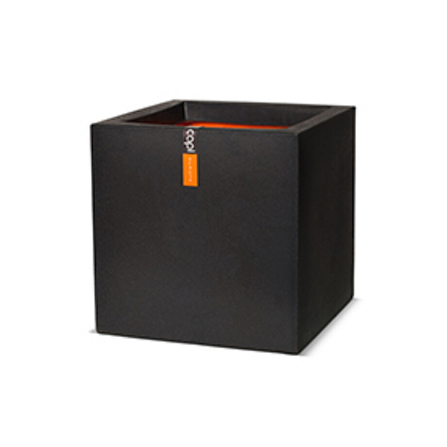 CAPI EUROPE Bloempot Smooth, vierkant (40 x 40 x 40 cm, Zwart) afbeelding 1