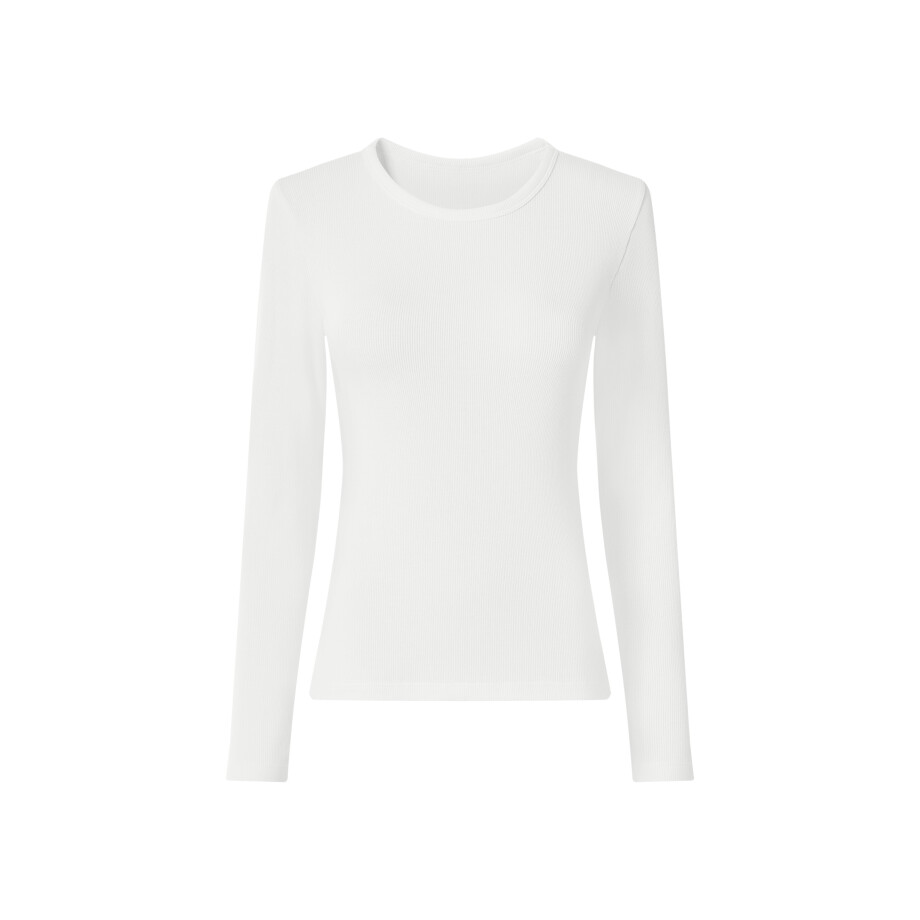 esmara Rib dames longsleeve (Wit, S (36/38)) esmara Rib dames longsleeve (Wit, S (36/38)) afbeelding 1