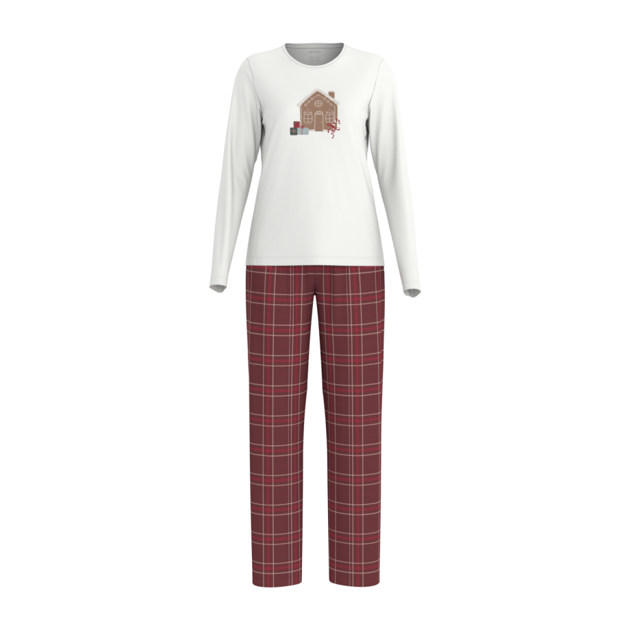 ESMARA Dames pyjama (Wit/rood, L (44-46)) afbeelding 1
