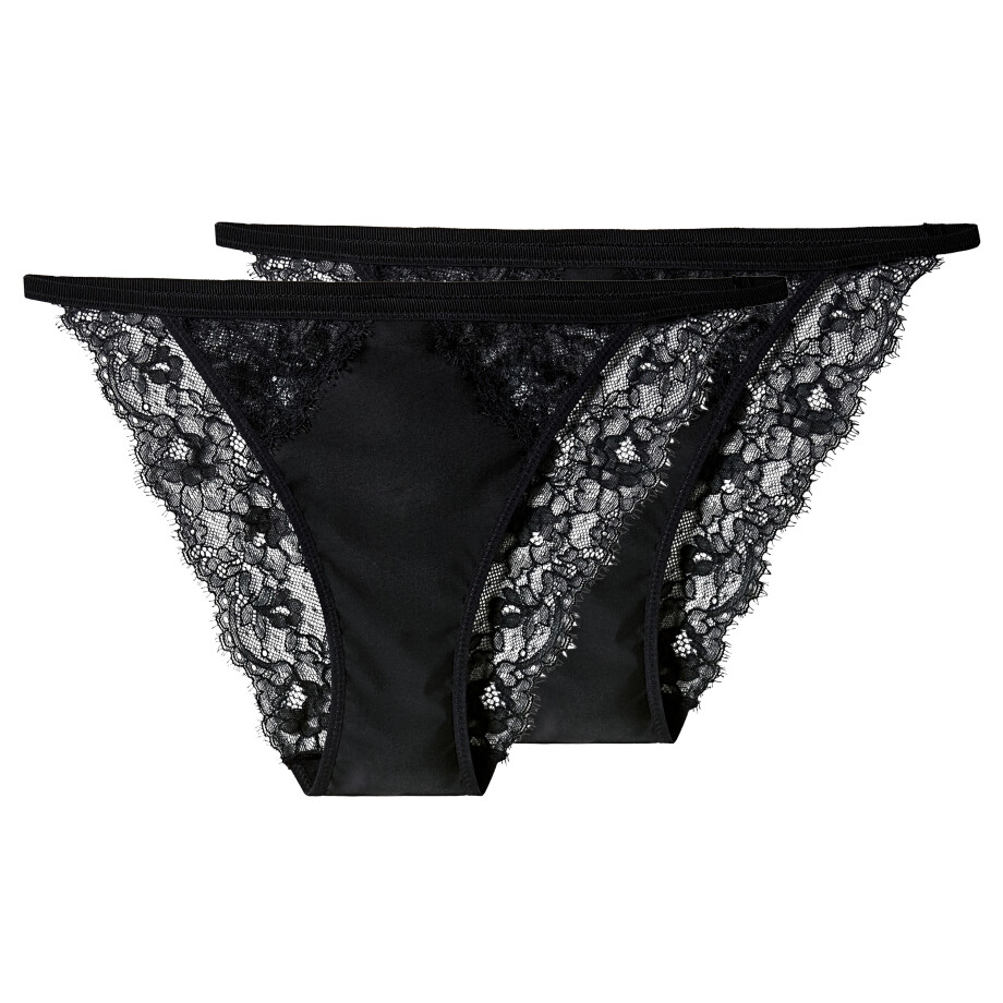 esmara Set van 2 dames slips (Zwart, M (40/42)) afbeelding 1