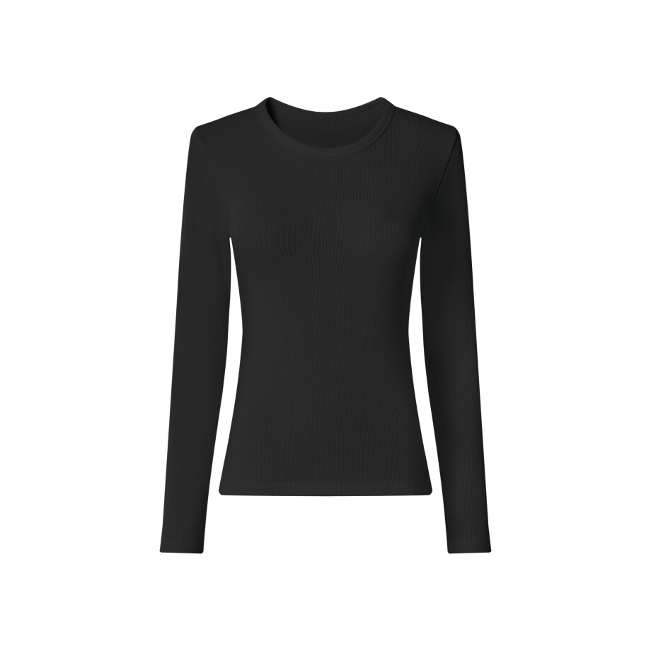 esmara Rib dames longsleeve (Zwart, XS (32/34)) esmara Rib dames longsleeve (Zwart, XS (32/34)) afbeelding 1