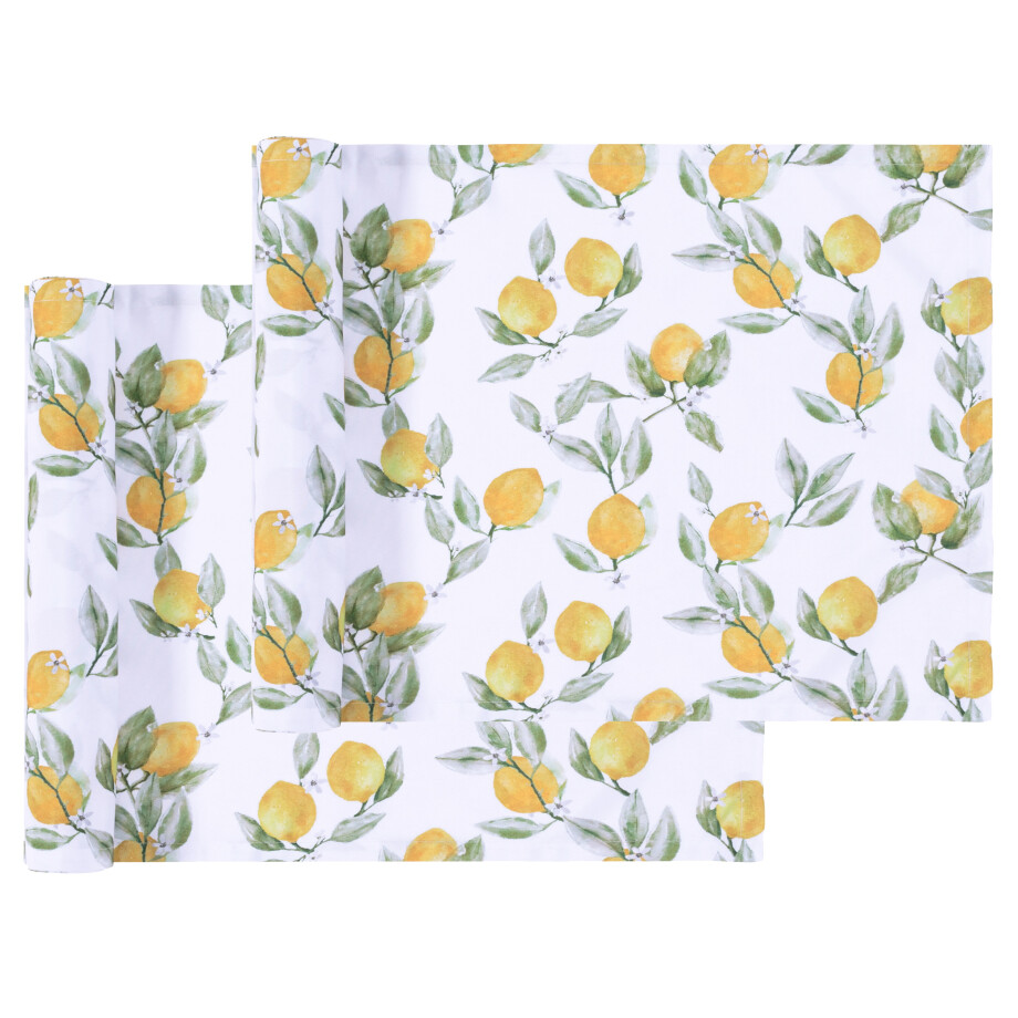 LIVARNO home Tafelkleed of -lopers (Tafelloper, citroen/geel/wit) afbeelding 1