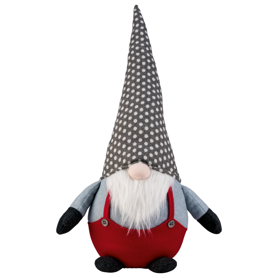 LIVARNO home Kerstdecoratie kabouter XXL (grijze puntmuts/witte stippen) afbeelding 1