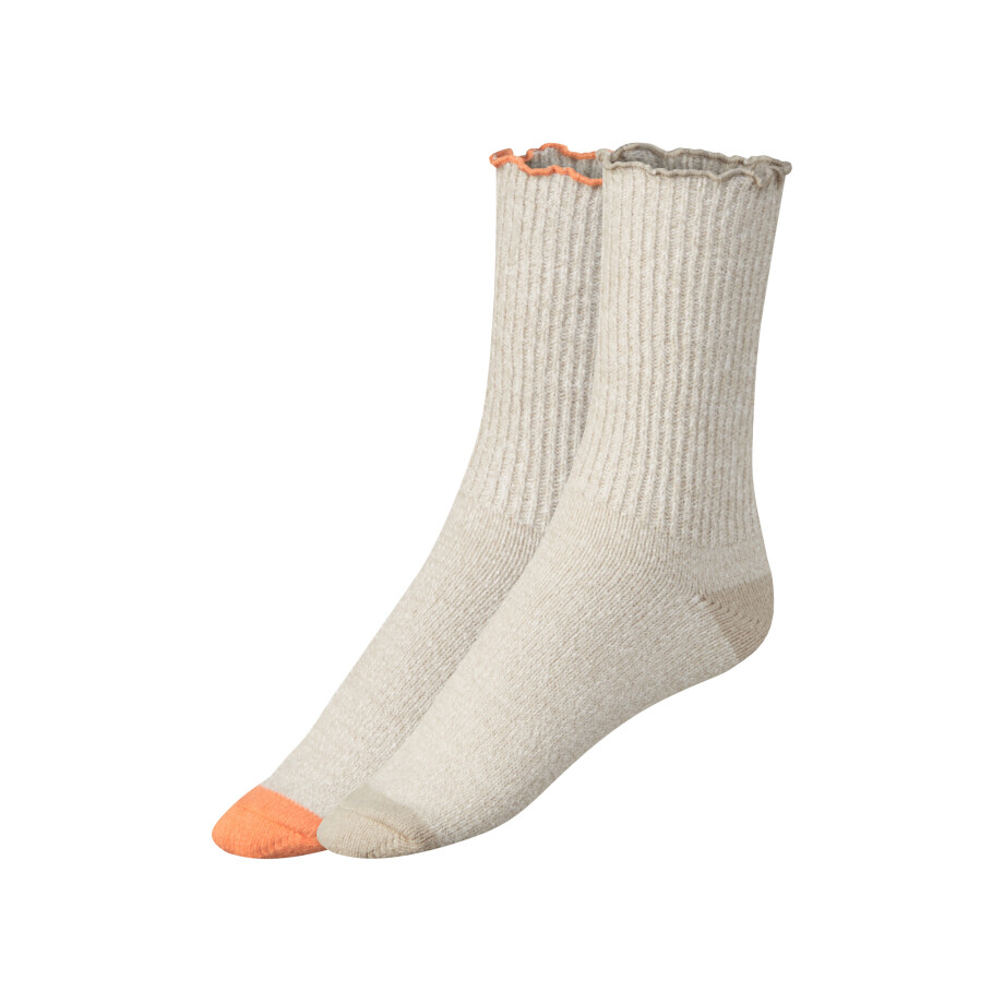 esmara 2 Paar dames huissokken (Beige/oranje, 39-42) afbeelding 1