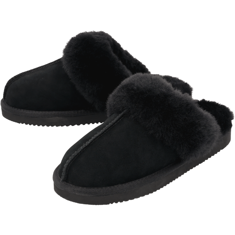 esmara Leren dames pantoffels (Zwart, 39) afbeelding 1