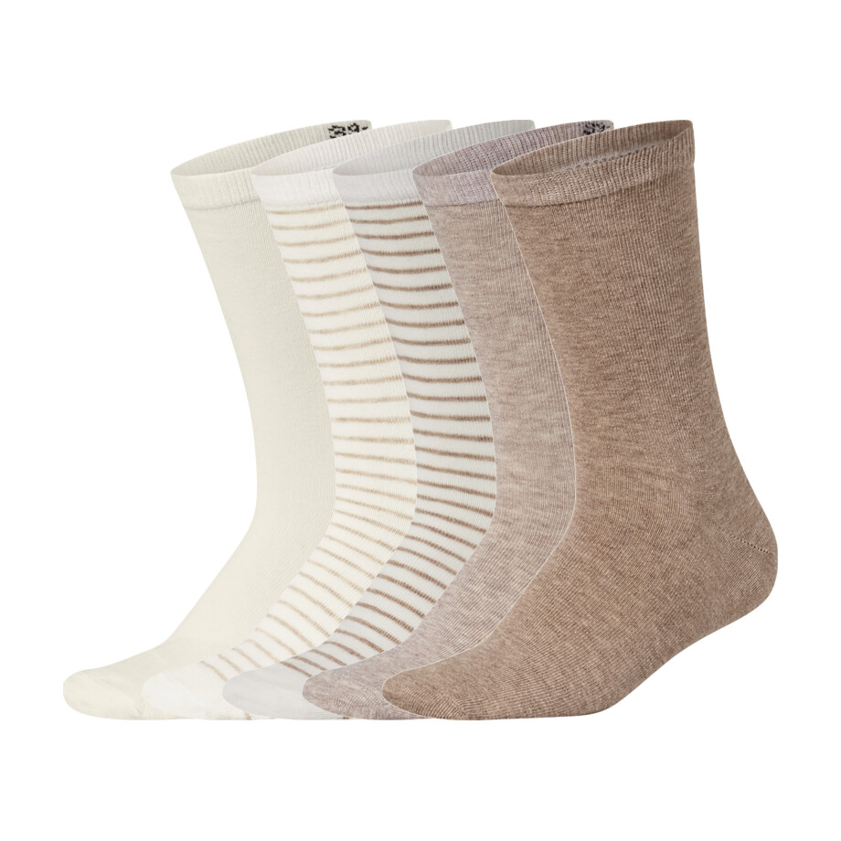 esmara 5 Paar sokken (crème/strepen/beige/licht beige, 35-38) afbeelding 1