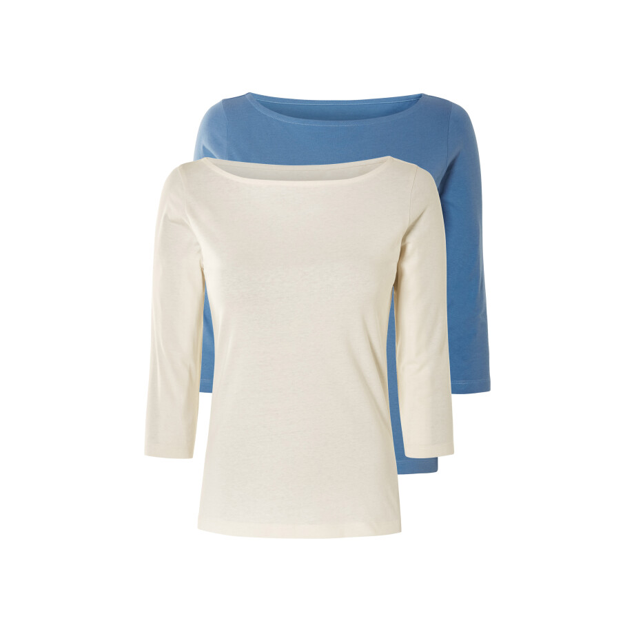 esmara Dames shirt met 3/4 Mouwen (Crème/blauw, L (44/46)) esmara Dames shirt met 3/4 Mouwen (Crème/blauw, L (44/46)) afbeelding 1