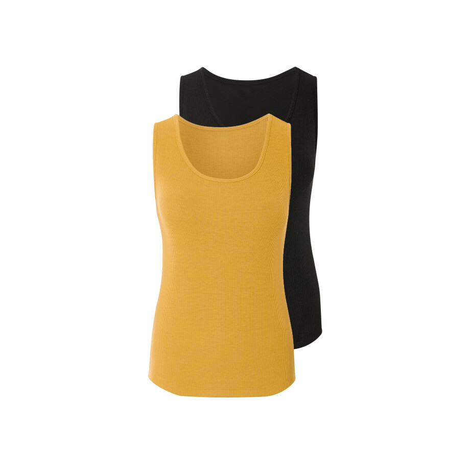 esmara 2 dames tops (Zwart/geel, S (36/38)) afbeelding 1