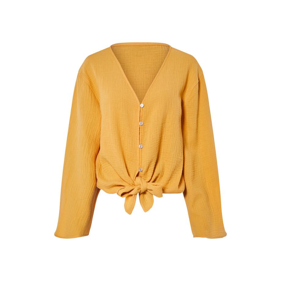 esmara Mousseline dames blouse (Geel met lange mouwen, 36) afbeelding 1