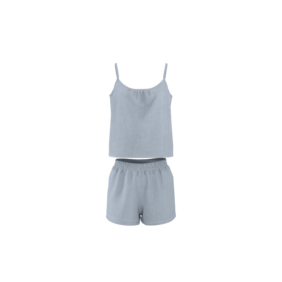 ESMARA Mousseline dames shortama (Blauw, XS (32/34)) ESMARA Mousseline dames shortama (Blauw, XS (32/34)) afbeelding 1