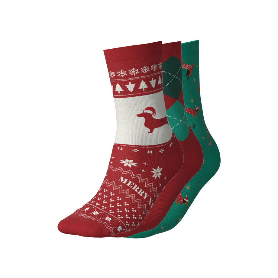 esmara 3 Paar dames kerstsokken (Groen/rood, 35-38) esmara 3 Paar dames kerstsokken (Groen/rood, 35-38) afbeelding 1