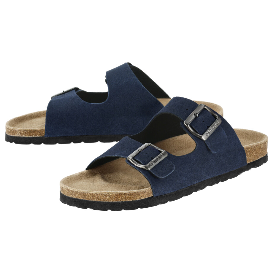 ESMARA MEN Leren heren slippers (Marineblauw, 41) afbeelding 1