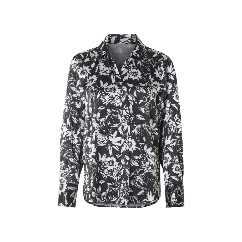 esmara Dames satijnen blouse (34, Zwart/wit) afbeelding 1