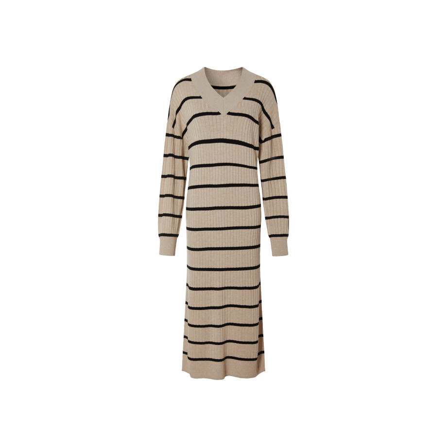 ESMARA Dames midi-gebreide jurk (Beige, XS (32/34)) afbeelding 1