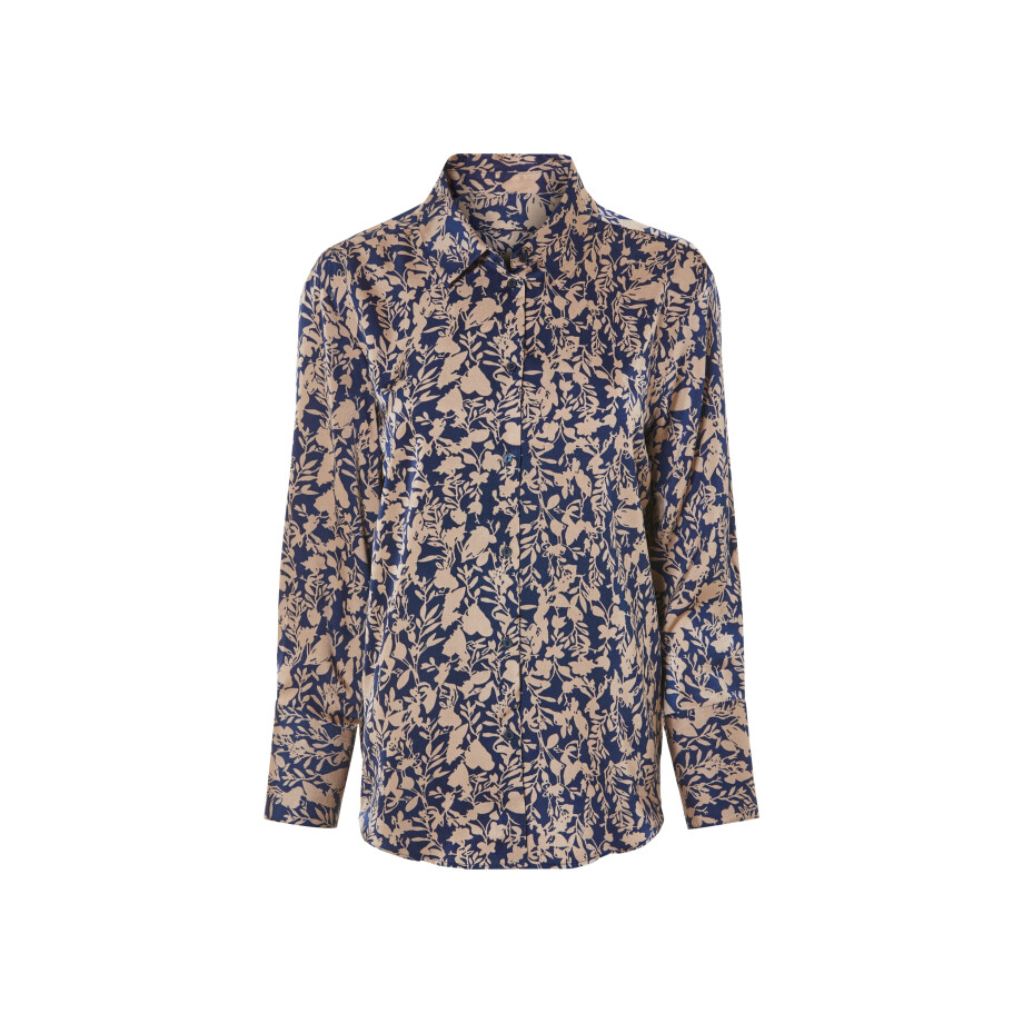 esmara Satijnen dames blouse (36, blauw/brons) afbeelding 1