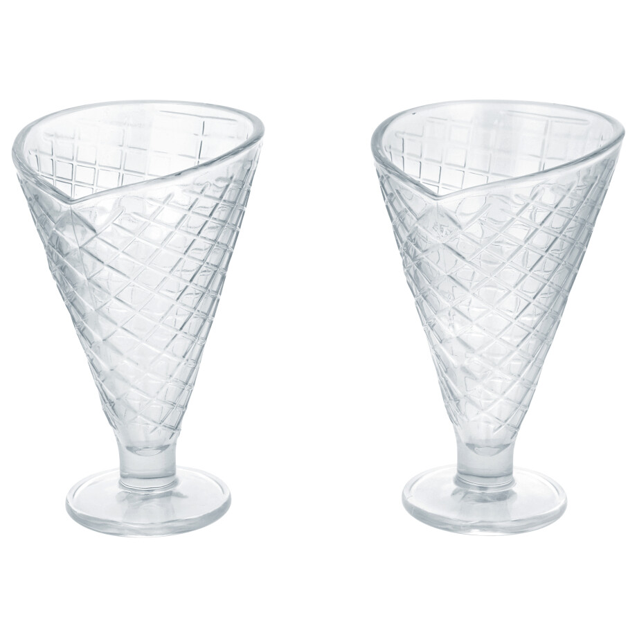 SILVERCREST Set van 2 glazen ijscoupes of schaaltjes (wafelvorm/transparant) afbeelding 1