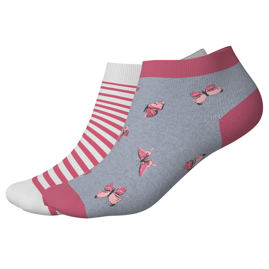 Esmara Kids 2 Paar kinder sokken (Vlinders/roze/wit, 27/30) afbeelding 1
