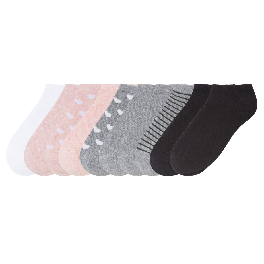 pepperts! 10 paar kinder sokken (roze/grijs/wit/zwart, 39-42) afbeelding 1