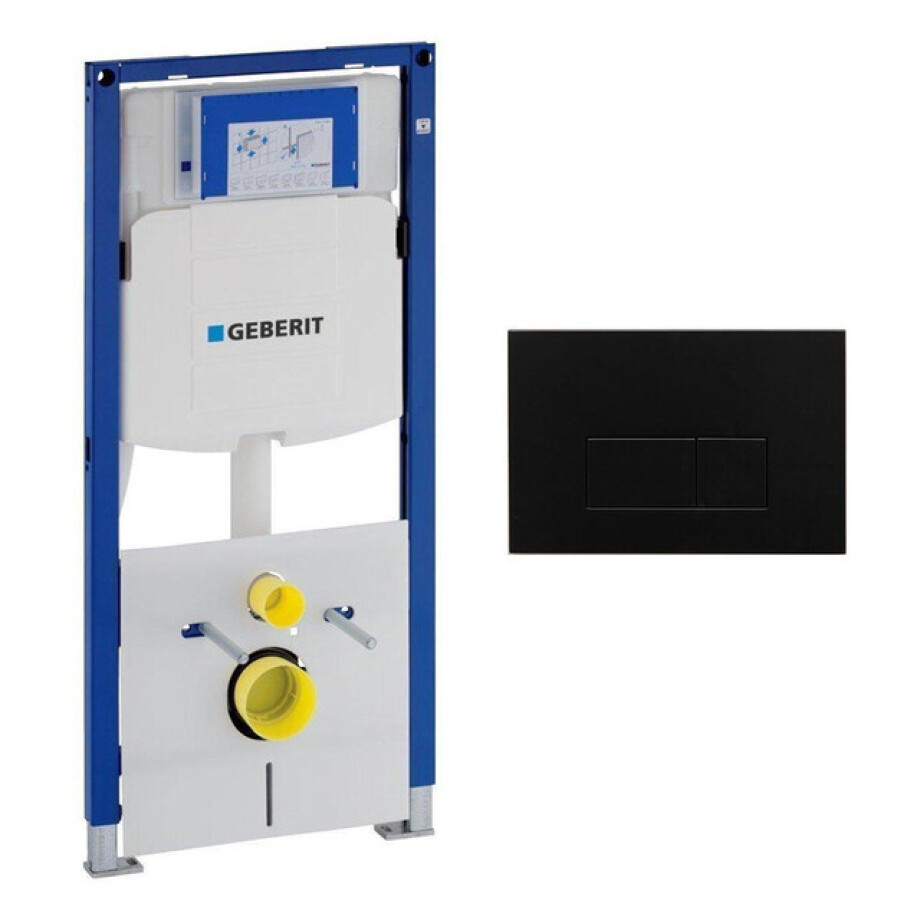 Geberit Duofix Inbouwreservoir UP320 met QeramiQ metal bedieningsplaat - wand 112cm - rechthoekige knoppen - kunststof zwart mat SW706189 SW1242378 Geberit Duofix Inbouwreservoir UP320 met QeramiQ metal bedieningsplaat - wand 112cm - rechthoekige knoppen - kunststof zwart mat SW706189 SW1242378 afbeelding 1