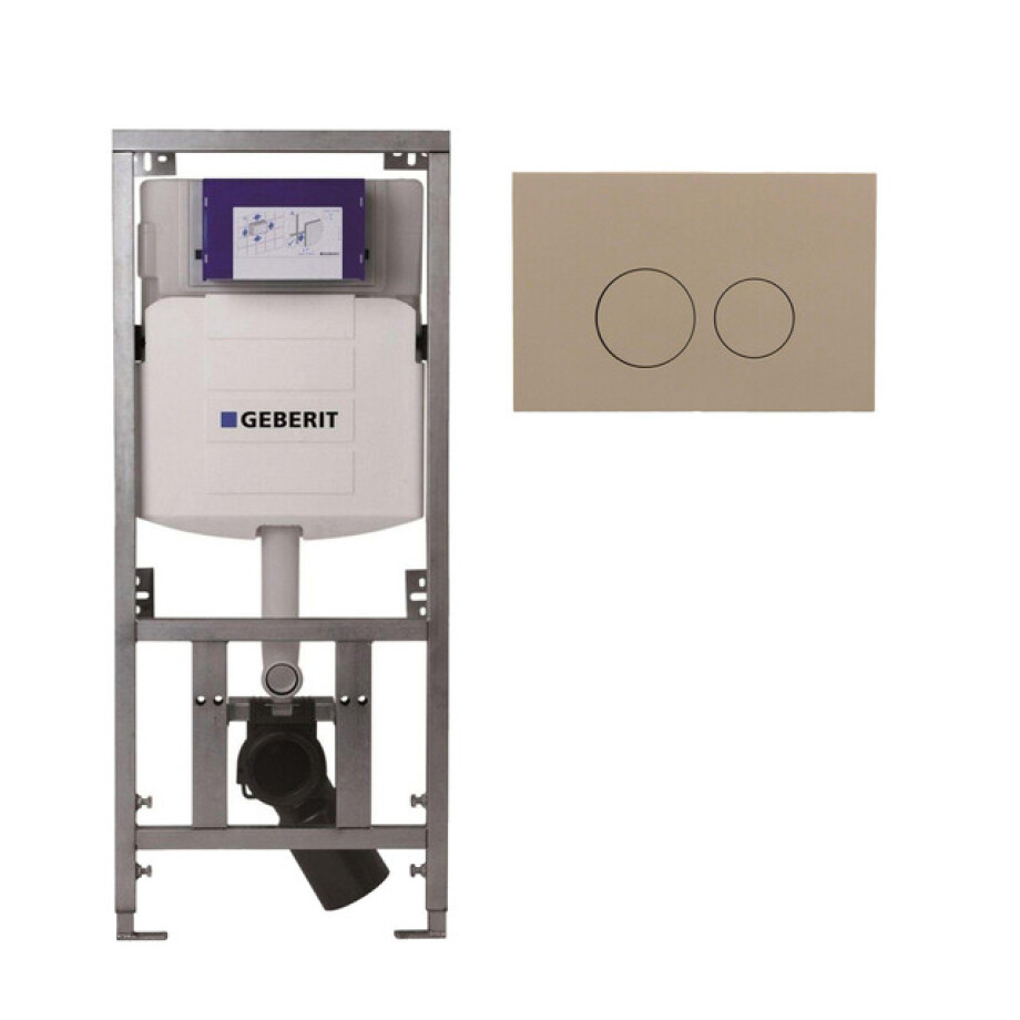 Geberit Inbouwreservoir UP320 met QeramiQ push bedieningsplaat - dualflush - ronde knoppen - kunststof taupe mat SW1102378 0701131 afbeelding 1