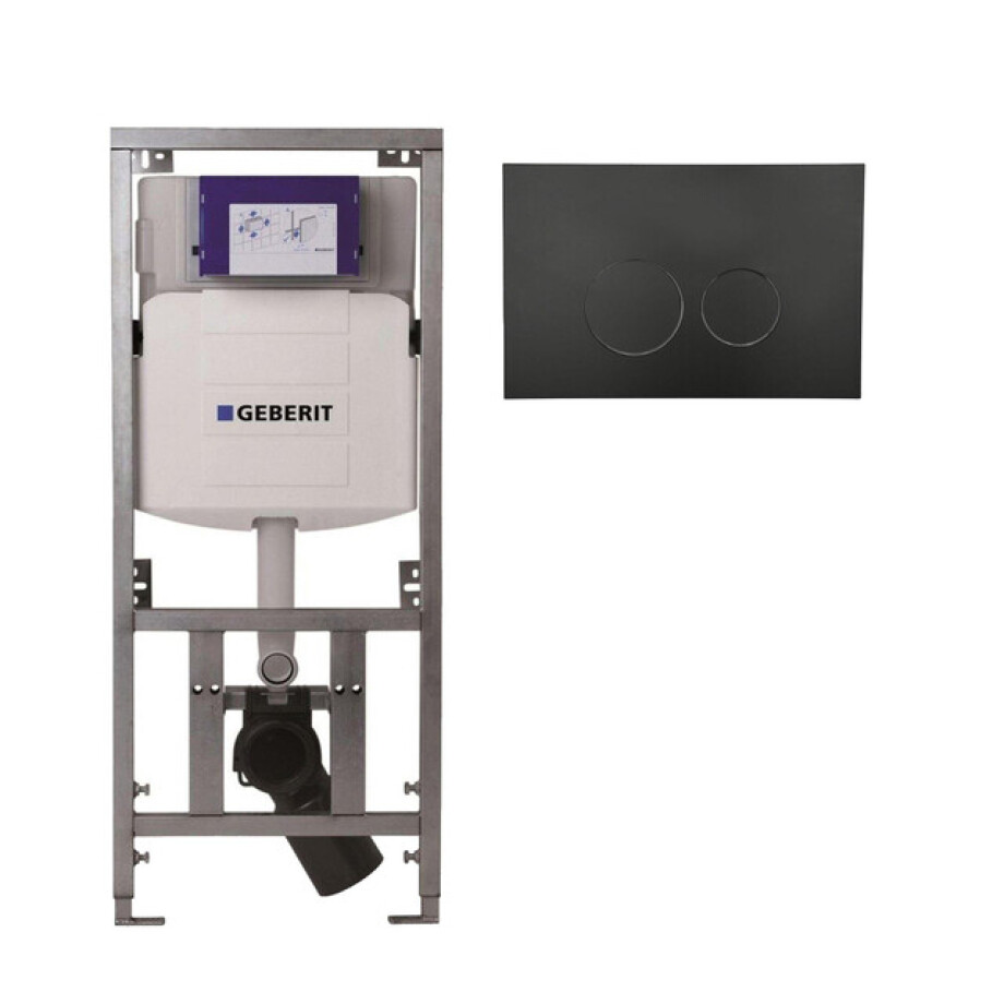 Geberit Inbouwreservoir UP320 met QeramiQ push bedieningsplaat - dualflush - ronde knoppen - kunststof zwart mat SW706188 0701131 Geberit Inbouwreservoir UP320 met QeramiQ push bedieningsplaat - dualflush - ronde knoppen - kunststof zwart mat SW706188 0701131 afbeelding 1