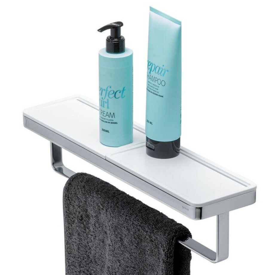 Geesa Frame Handdoekrek met planchet 42cm Wit / Chroom 918853-02-420 Geesa Frame Handdoekrek met planchet 42cm Wit / Chroom 918853-02-420 afbeelding 1
