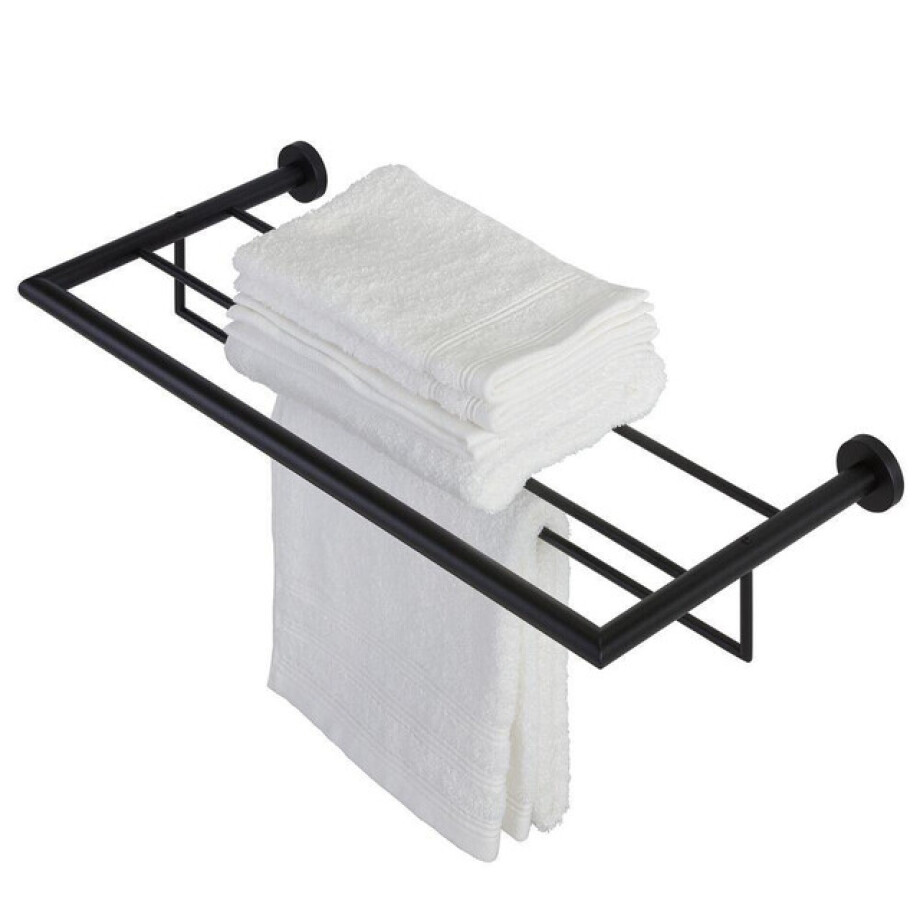 Geesa Nemox Handdoekrek met planchet 62.4cm Zwart 916552-06 Geesa Nemox Handdoekrek met planchet 62.4cm Zwart 916552-06 afbeelding 1